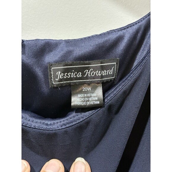 Jessica Howard Navy Chiffon Overlay Gown 20W Formal Evening Maxi Dress NWT - Picture 5 of 8